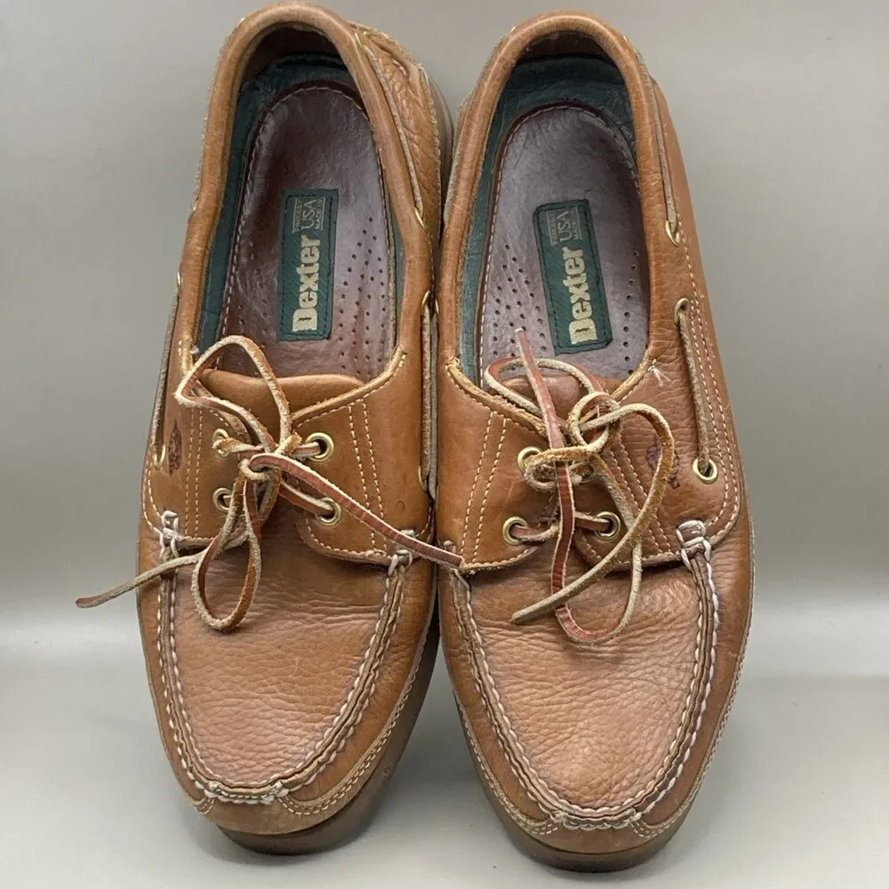 DEXTER Men's Brown Leather Boat Shoes Lace Up Casual Size 11 M 904648